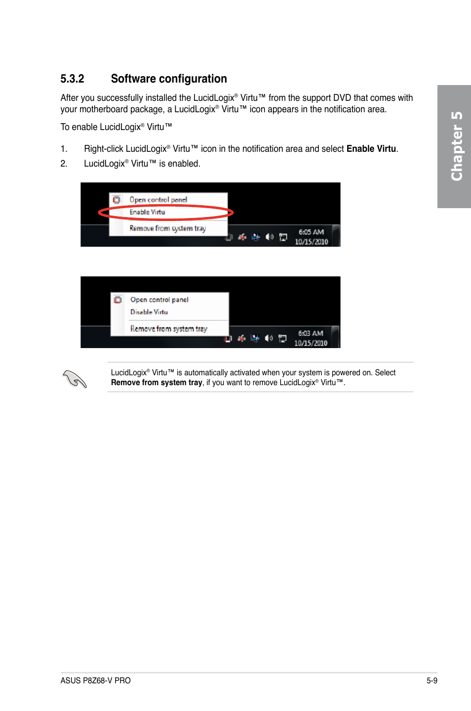 2 software configuration, Software configuration -9, Chapter 5 | Asus P8Z68-V PRO User Manual | Page 143 / 146