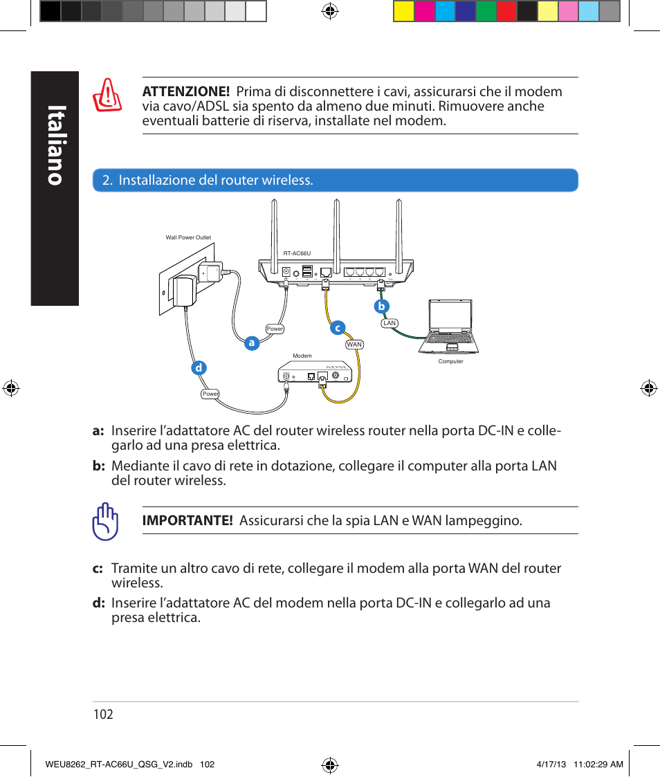 Italiano | Asus RT-AC66U User Manual | Page 102 / 136