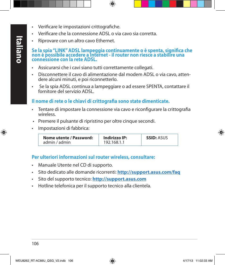 Italiano | Asus RT-AC66U User Manual | Page 106 / 136