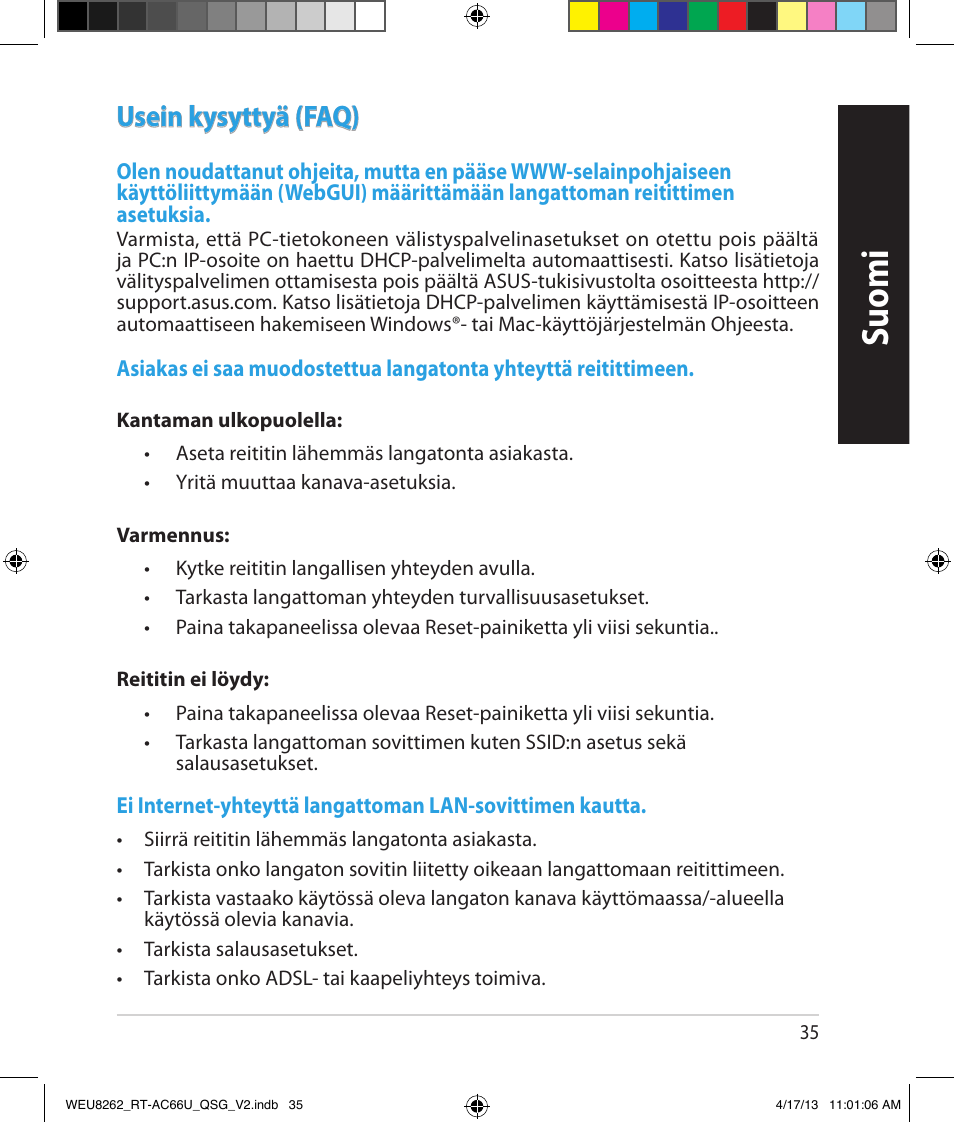 Suomi, Usein kysyttyä (faq) | Asus RT-AC66U User Manual | Page 35 / 136