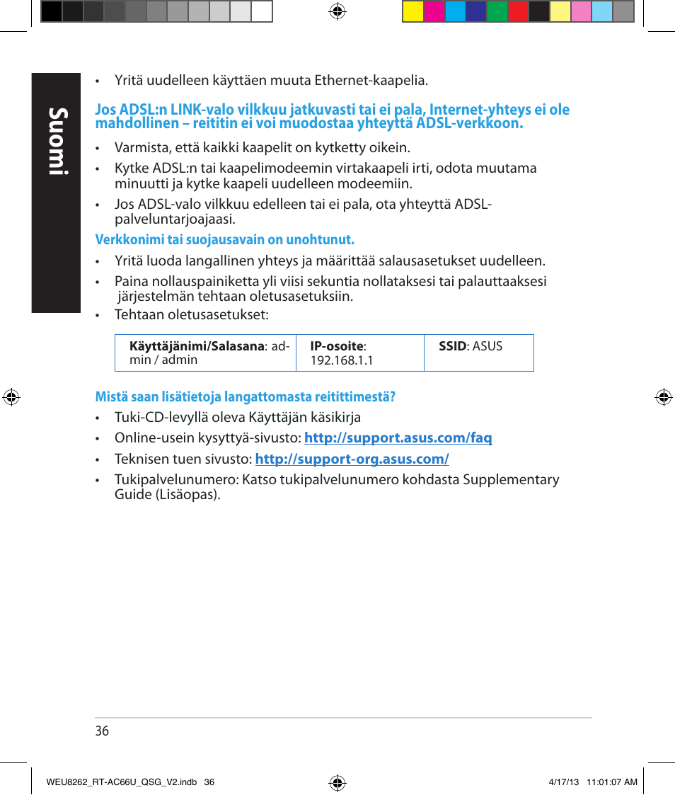 Suomi | Asus RT-AC66U User Manual | Page 36 / 136