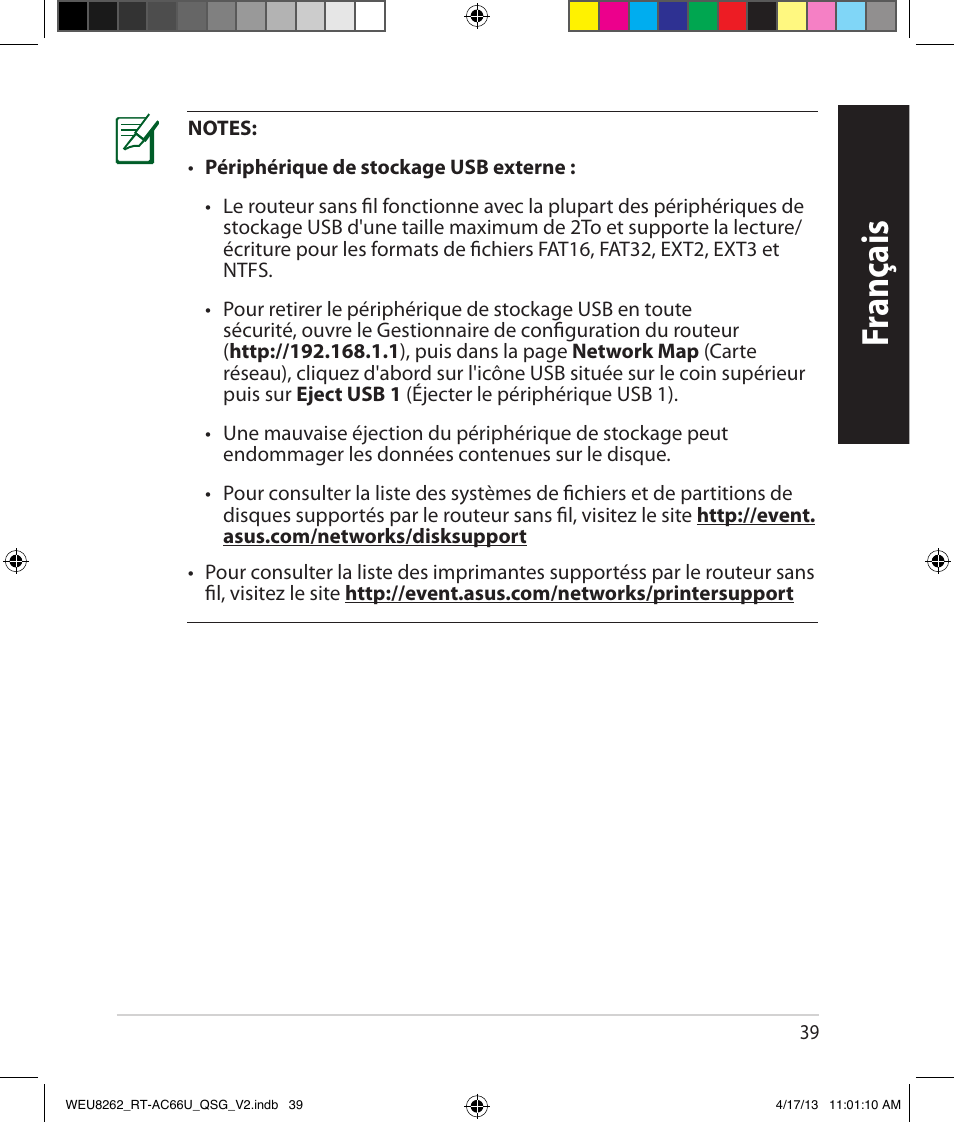 Fr anç ais | Asus RT-AC66U User Manual | Page 39 / 136