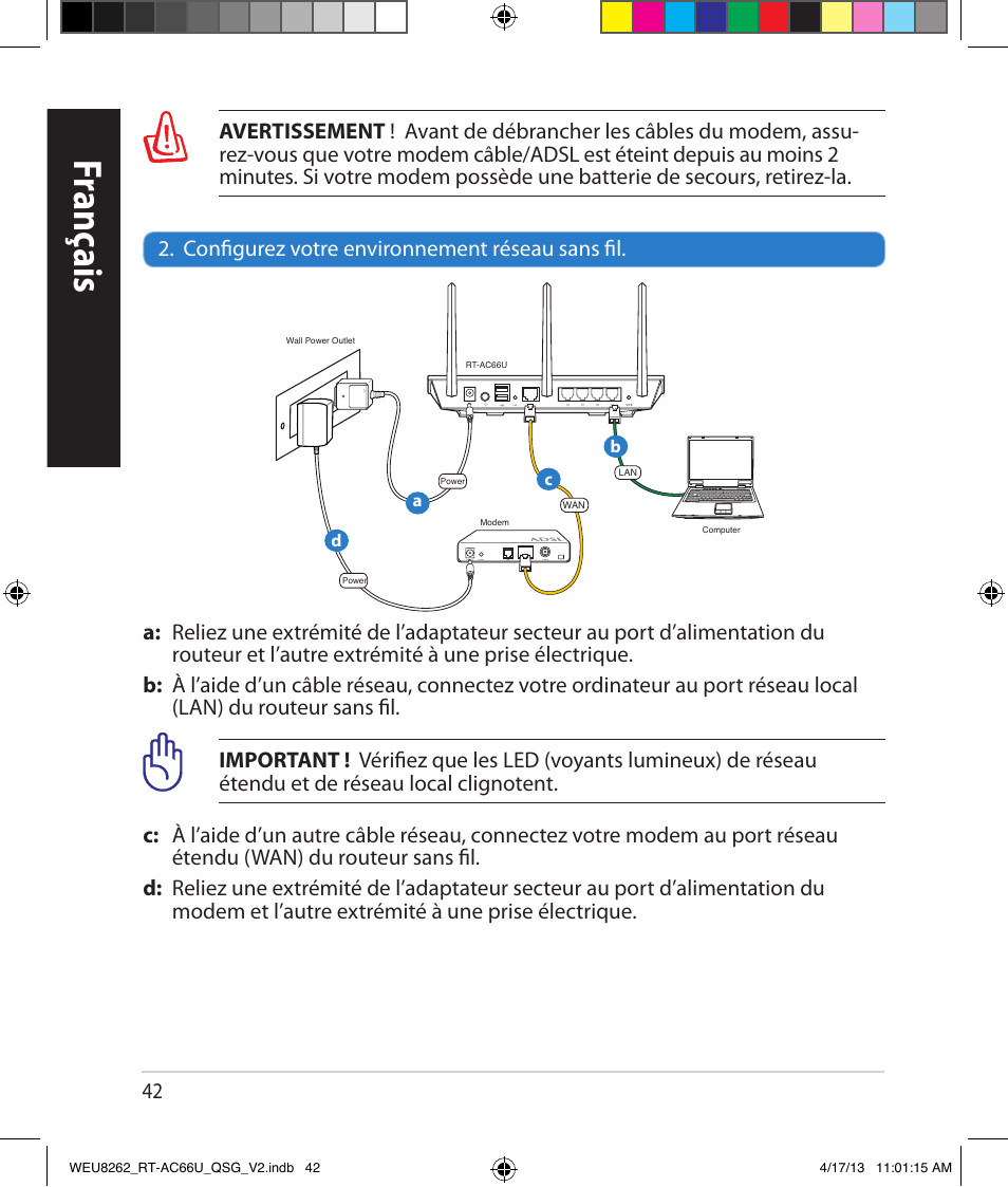 Franç ais | Asus RT-AC66U User Manual | Page 42 / 136