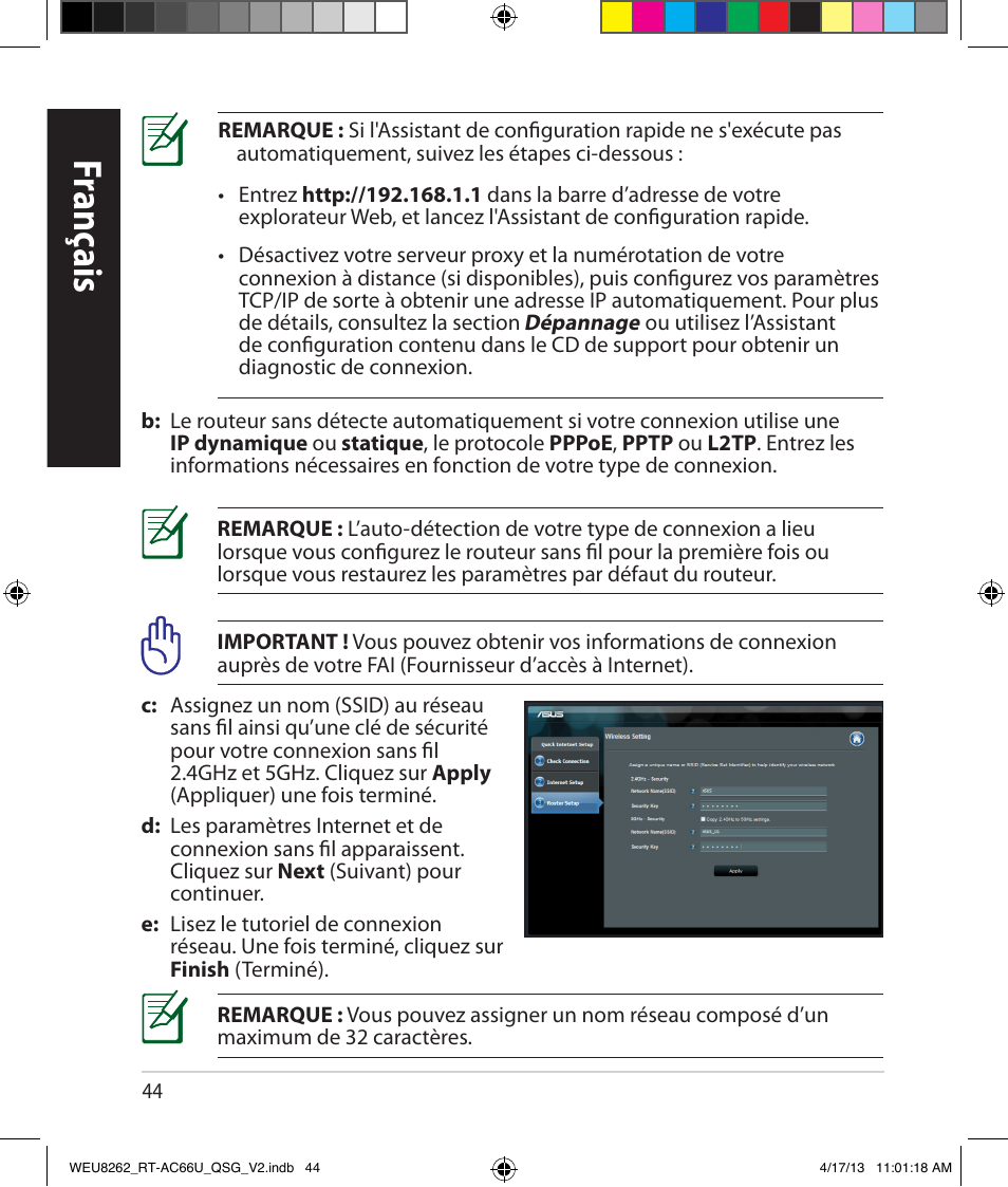 Franç ais | Asus RT-AC66U User Manual | Page 44 / 136