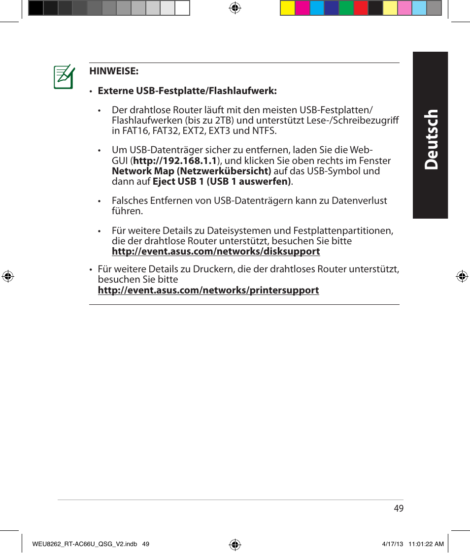 Deutsch | Asus RT-AC66U User Manual | Page 49 / 136