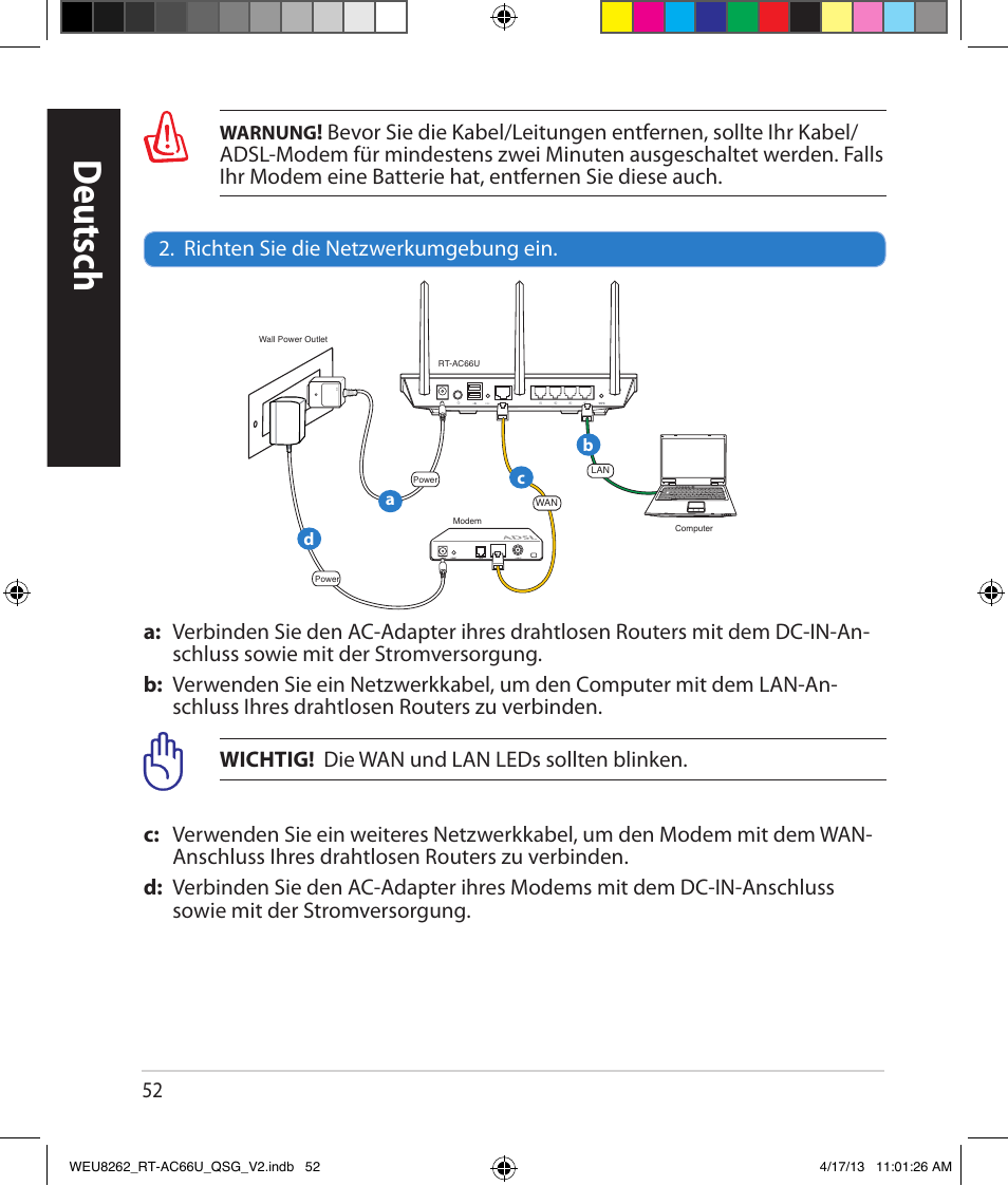 Deutsch | Asus RT-AC66U User Manual | Page 52 / 136