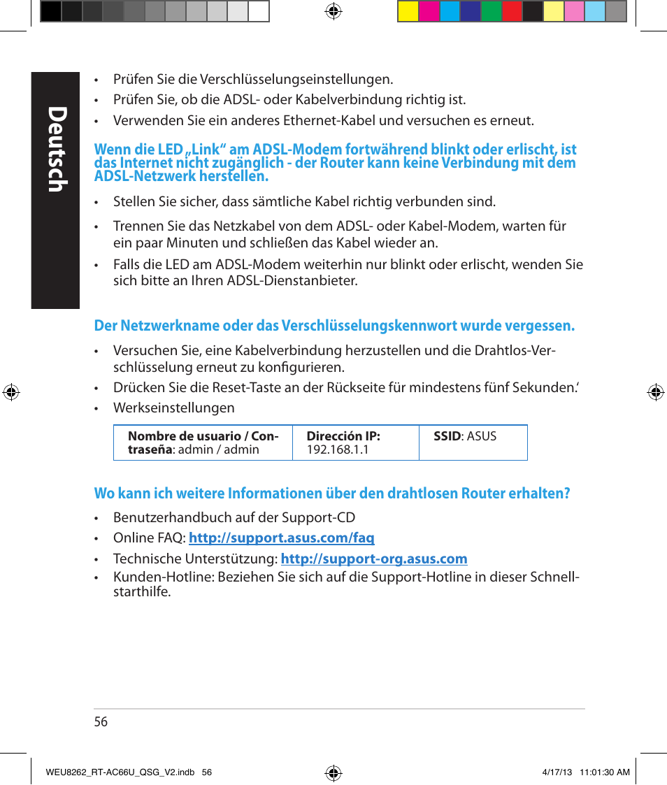 Deutsch | Asus RT-AC66U User Manual | Page 56 / 136