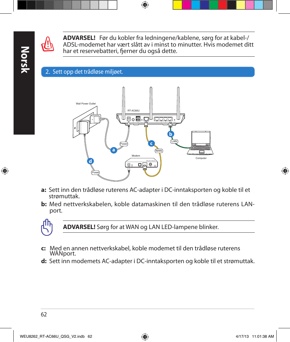 Norsk | Asus RT-AC66U User Manual | Page 62 / 136