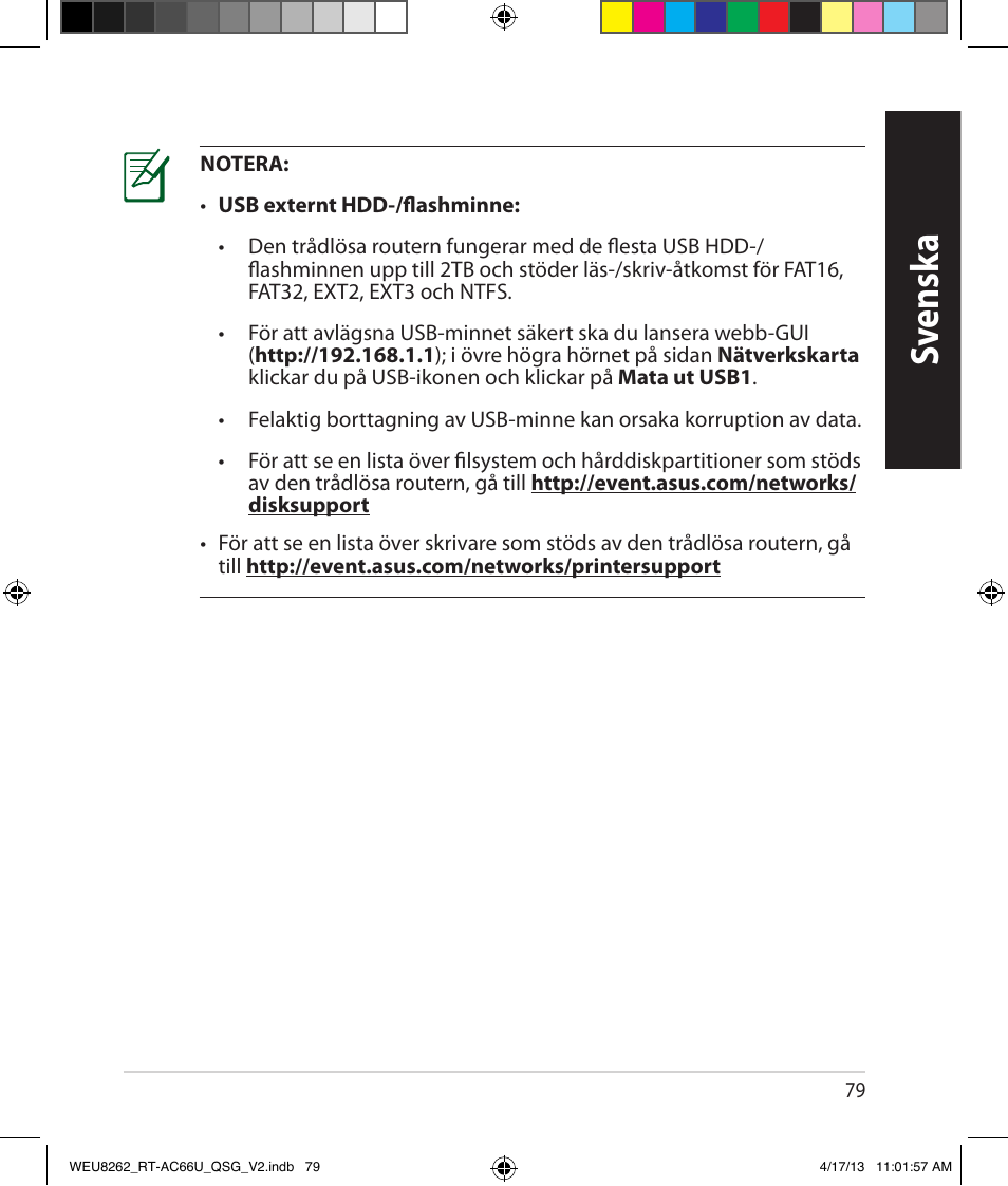 Sv ensk a | Asus RT-AC66U User Manual | Page 79 / 136