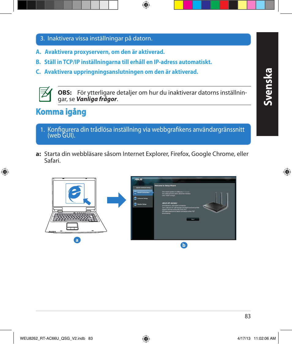 Sv ensk a, Komma igång | Asus RT-AC66U User Manual | Page 83 / 136