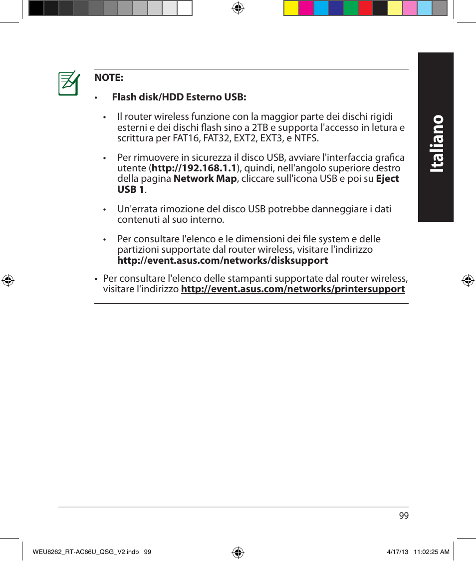 Italiano | Asus RT-AC66U User Manual | Page 99 / 136