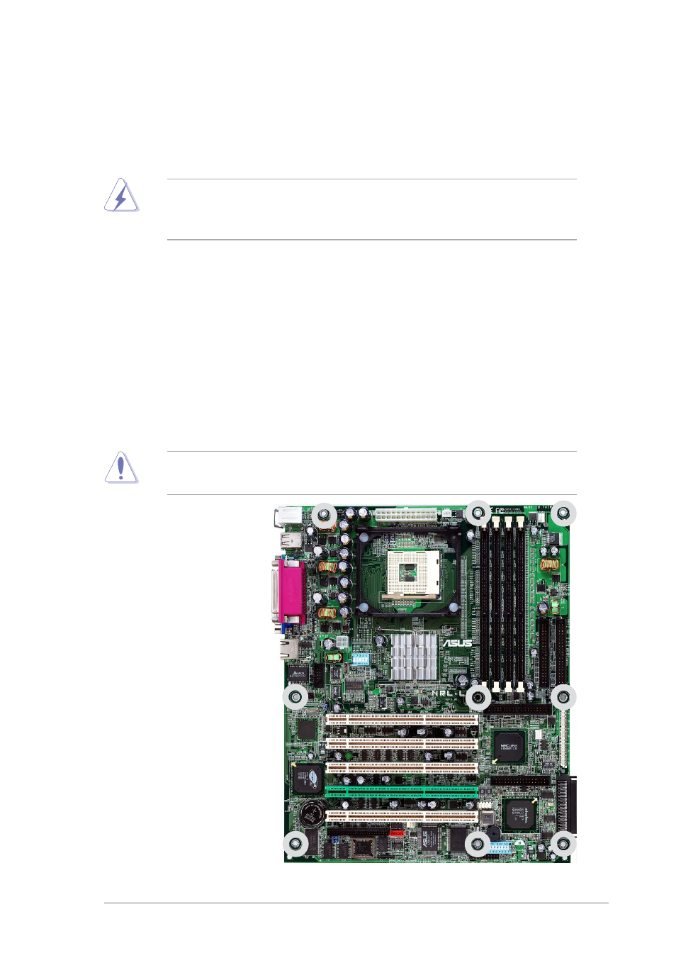 1 motherboard installation, 1 placement direction, 2 screw holes | Asus NRL-LS User Manual | Page 27 / 120