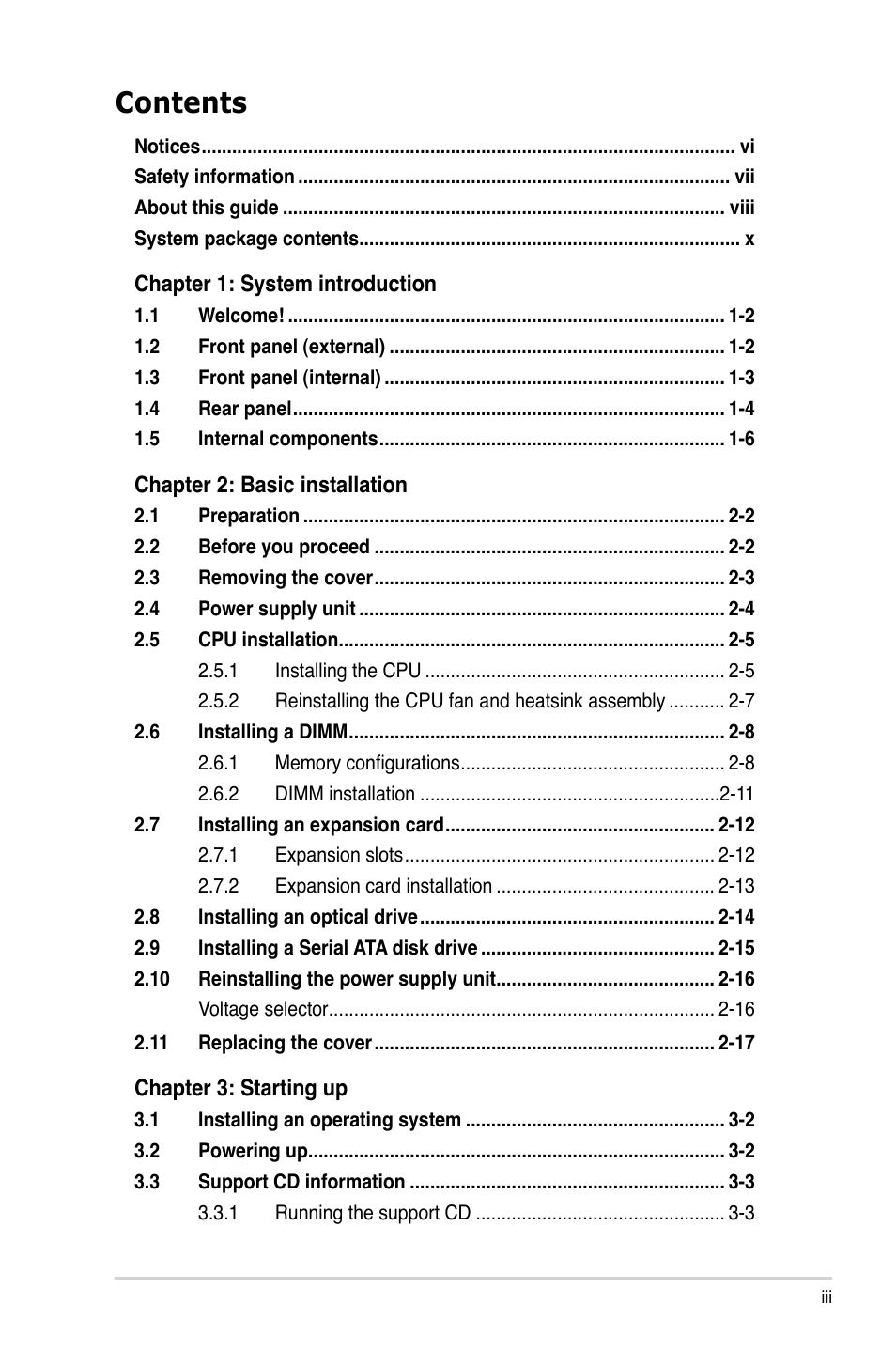 Asus T4-P5945GCX User Manual | Page 3 / 80