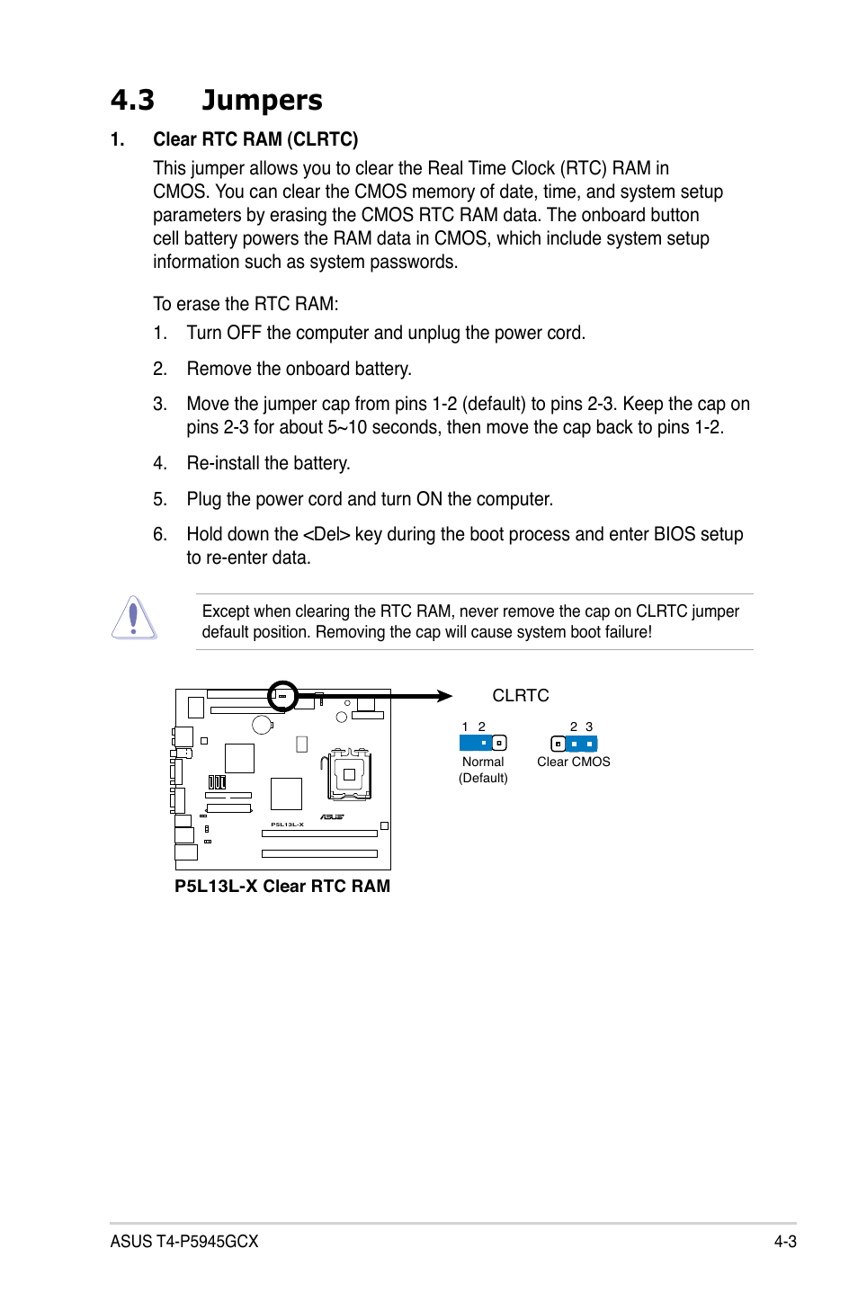 3 jumpers | Asus T4-P5945GCX User Manual | Page 43 / 80