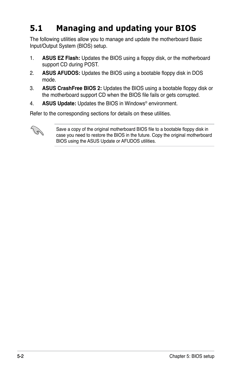 1 managing and updating your bios | Asus T4-P5945GCX User Manual | Page 50 / 80