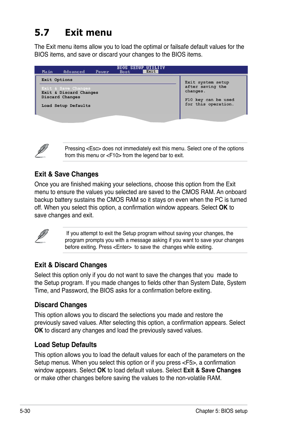 7 exit menu, Exit & discard changes, Discard changes | Load setup defaults, Exit & save changes | Asus T4-P5945GCX User Manual | Page 78 / 80