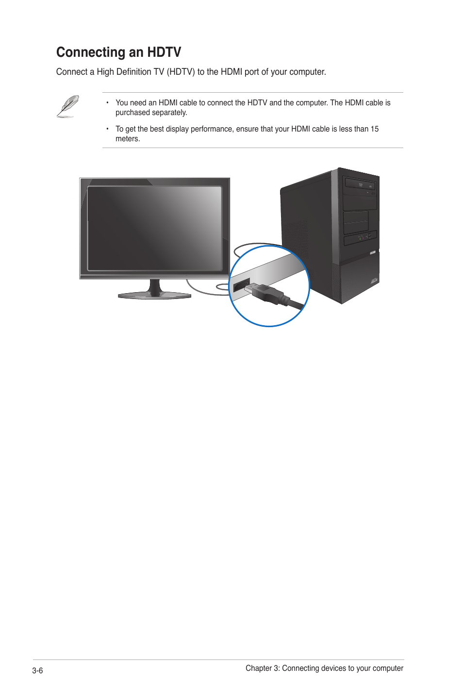 Connecting an hdtv, Connecting an hdtv -6 | Asus CM5340 User Manual | Page 30 / 57