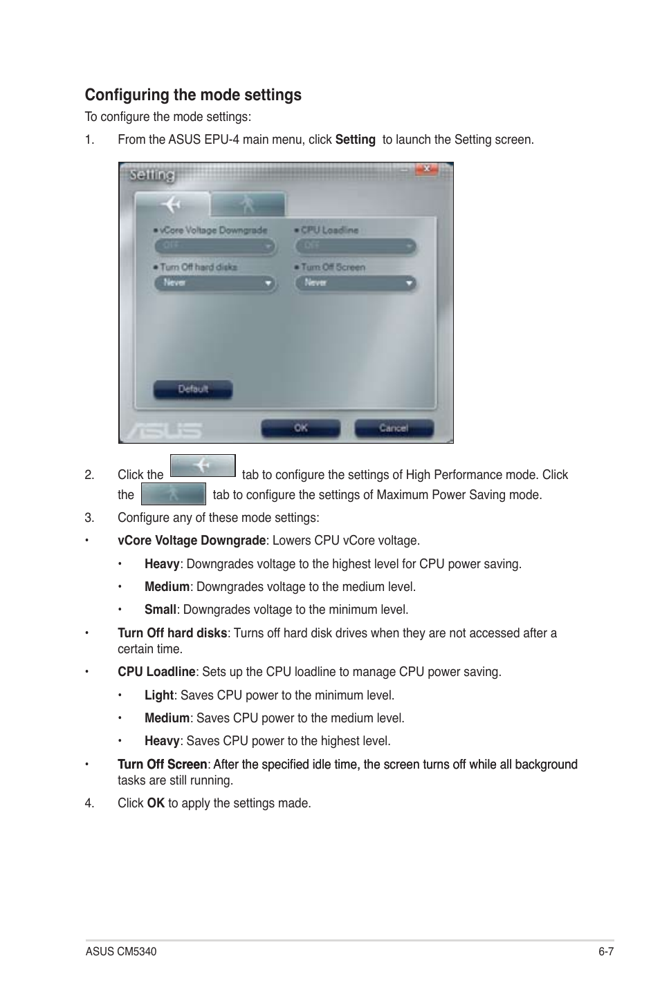 Configuring the mode settings | Asus CM5340 User Manual | Page 45 / 57