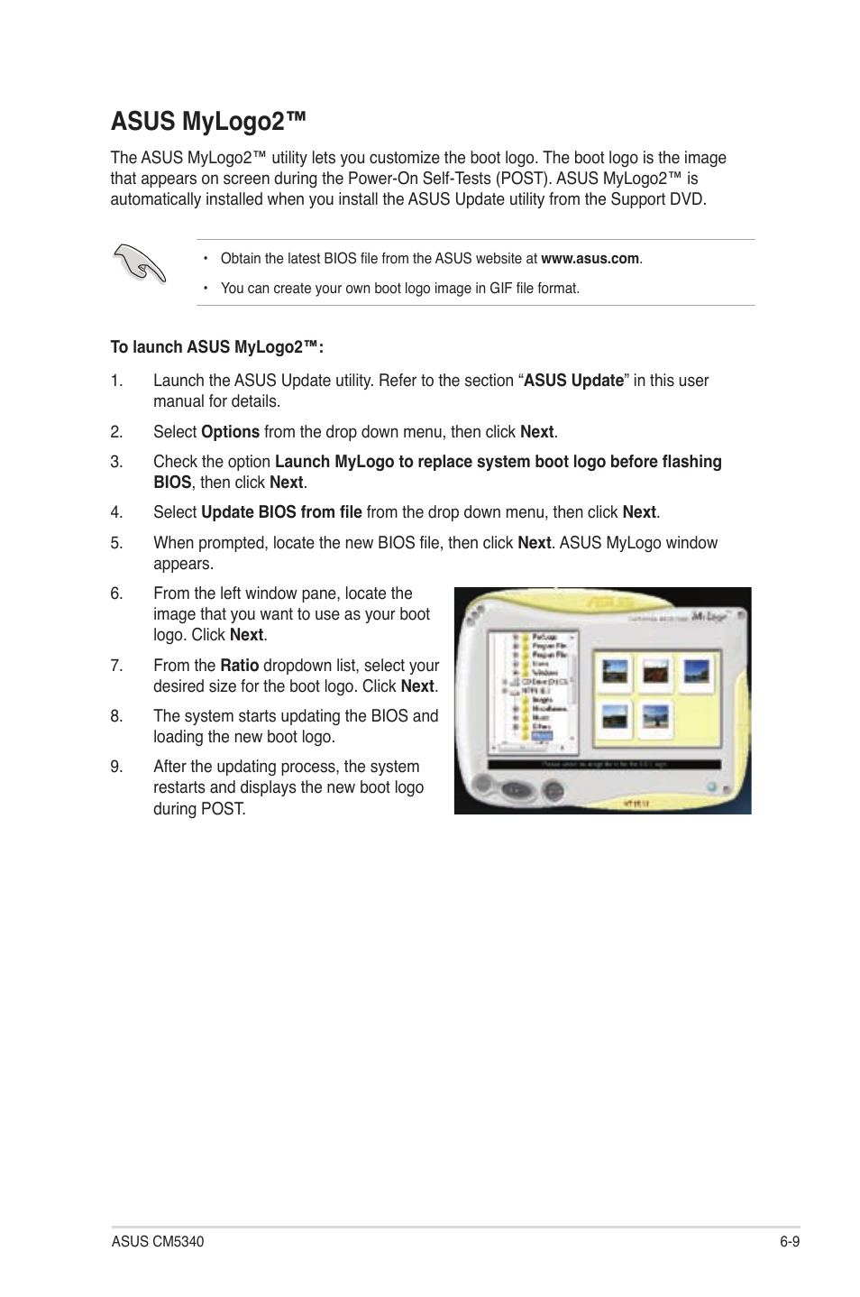 Asus mylogo2, Asus mylogo2™ -9 | Asus CM5340 User Manual | Page 47 / 57