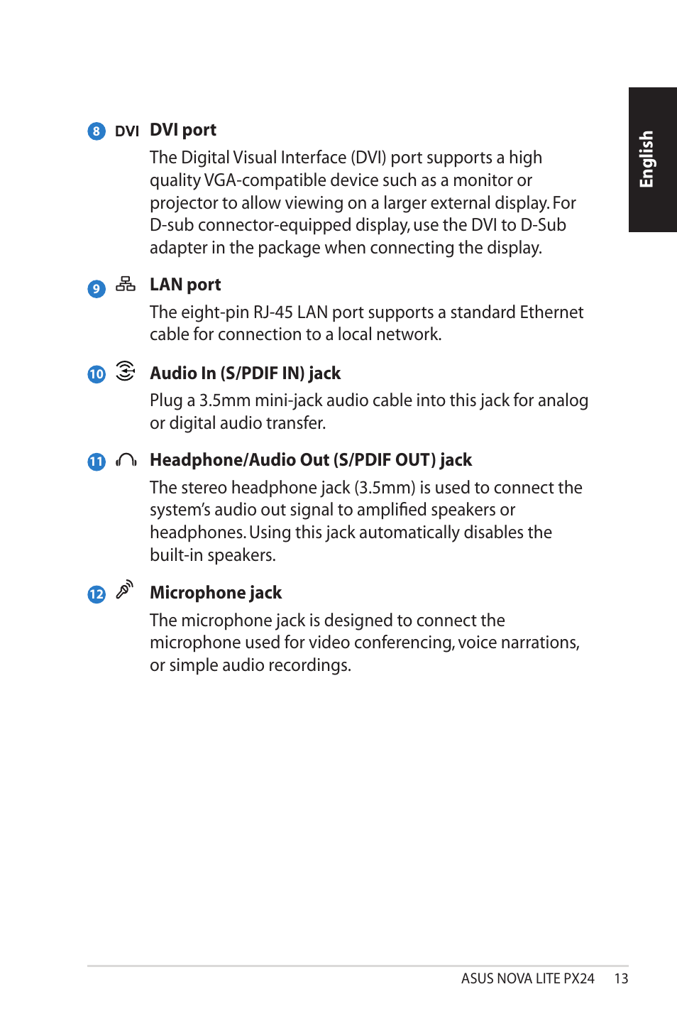 Asus NOVALITE PX24 User Manual | Page 13 / 38