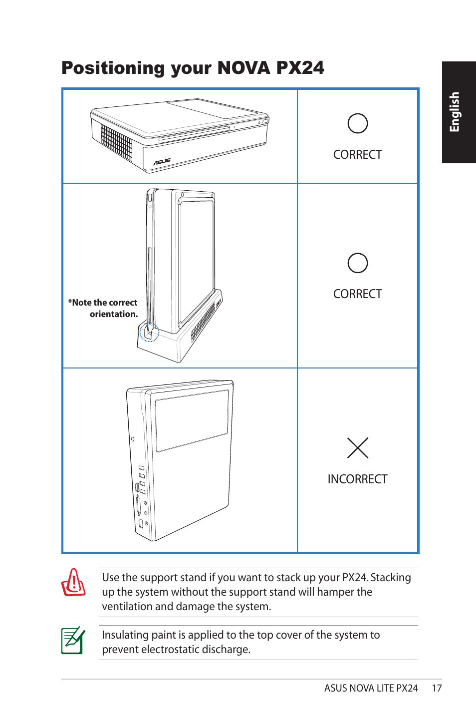 Positioning your nova px24 | Asus NOVALITE PX24 User Manual | Page 17 / 38