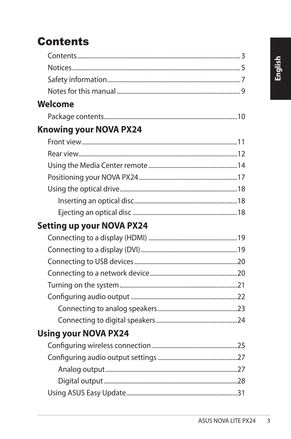 Asus NOVALITE PX24 User Manual | Page 3 / 38