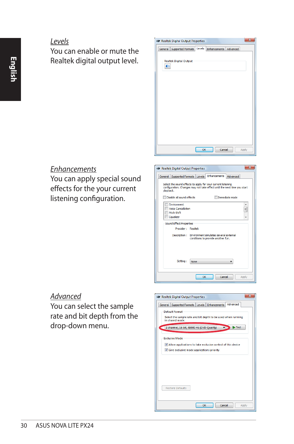 Asus NOVALITE PX24 User Manual | Page 30 / 38