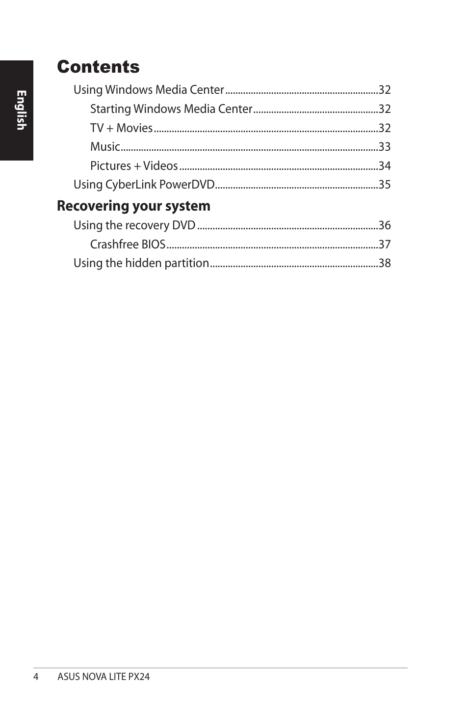 Asus NOVALITE PX24 User Manual | Page 4 / 38