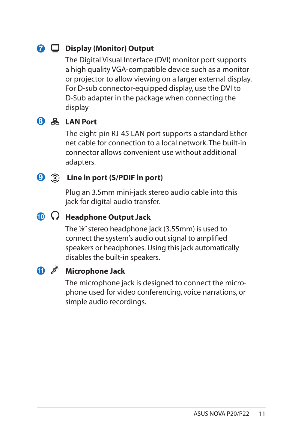 Asus NOVA (P20/P22) User Manual | Page 11 / 40