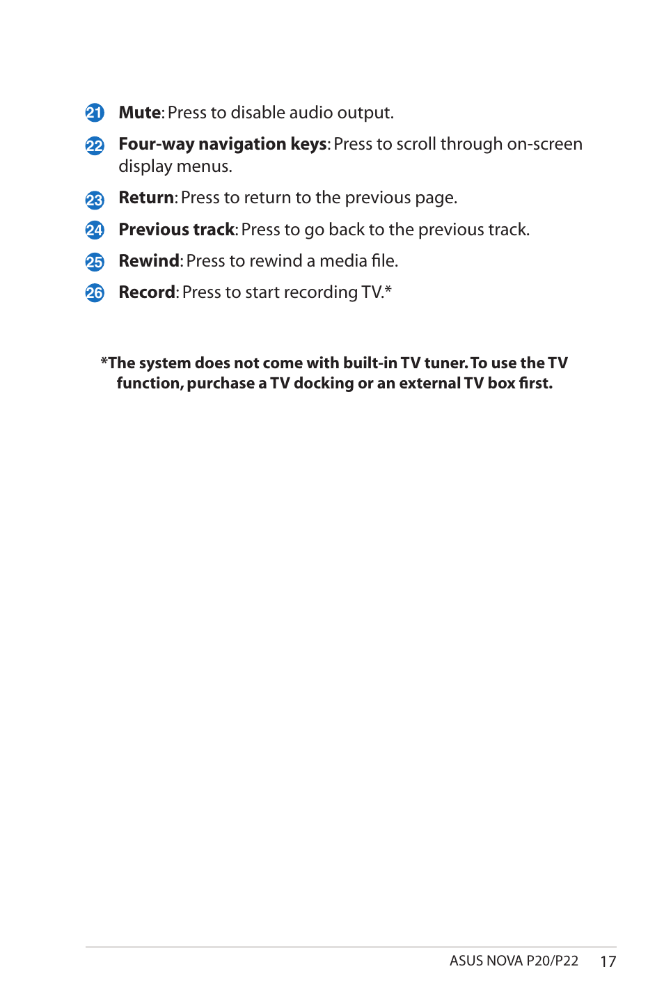 Asus NOVA (P20/P22) User Manual | Page 17 / 40