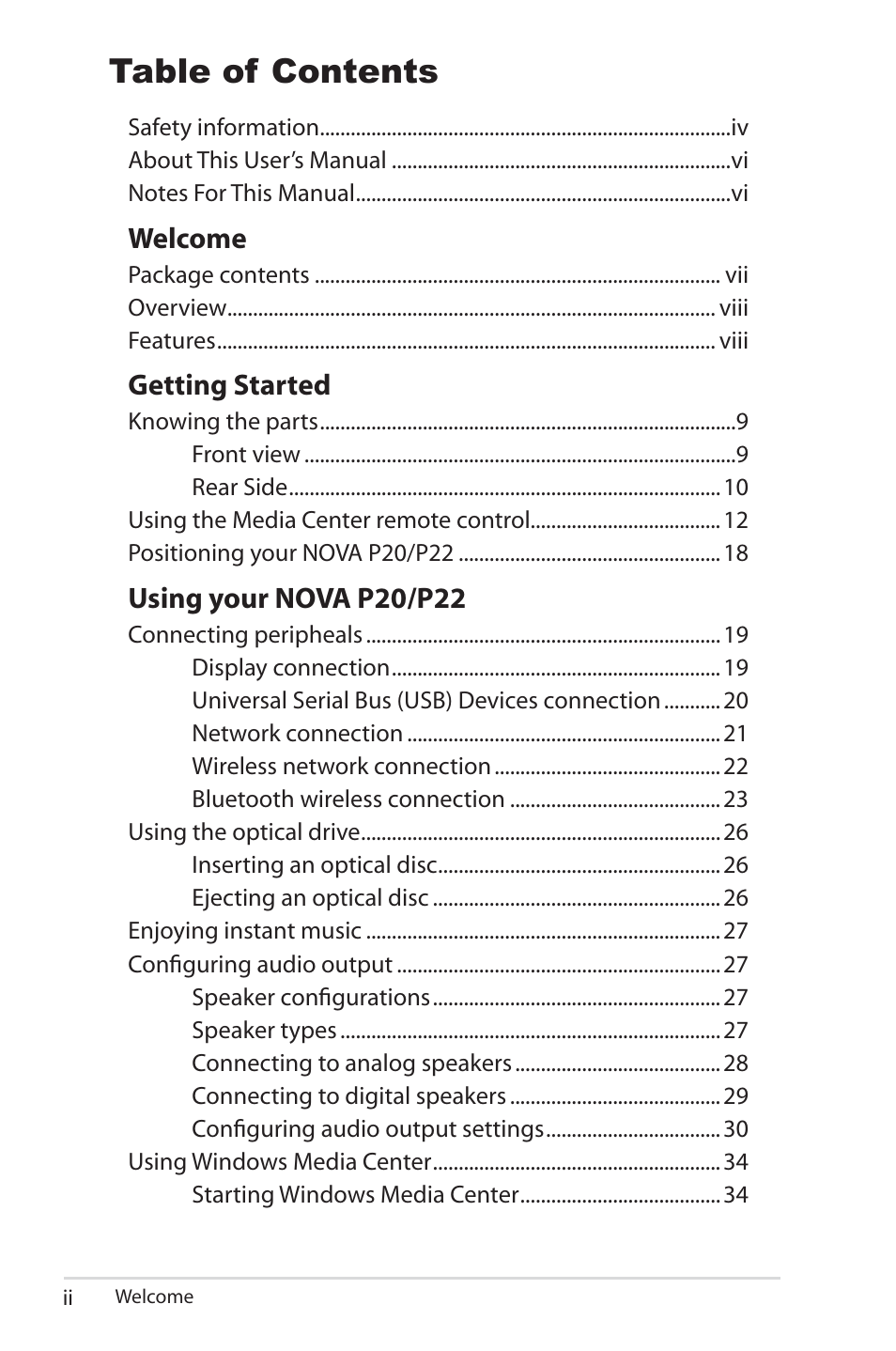 Asus NOVA (P20/P22) User Manual | Page 2 / 40