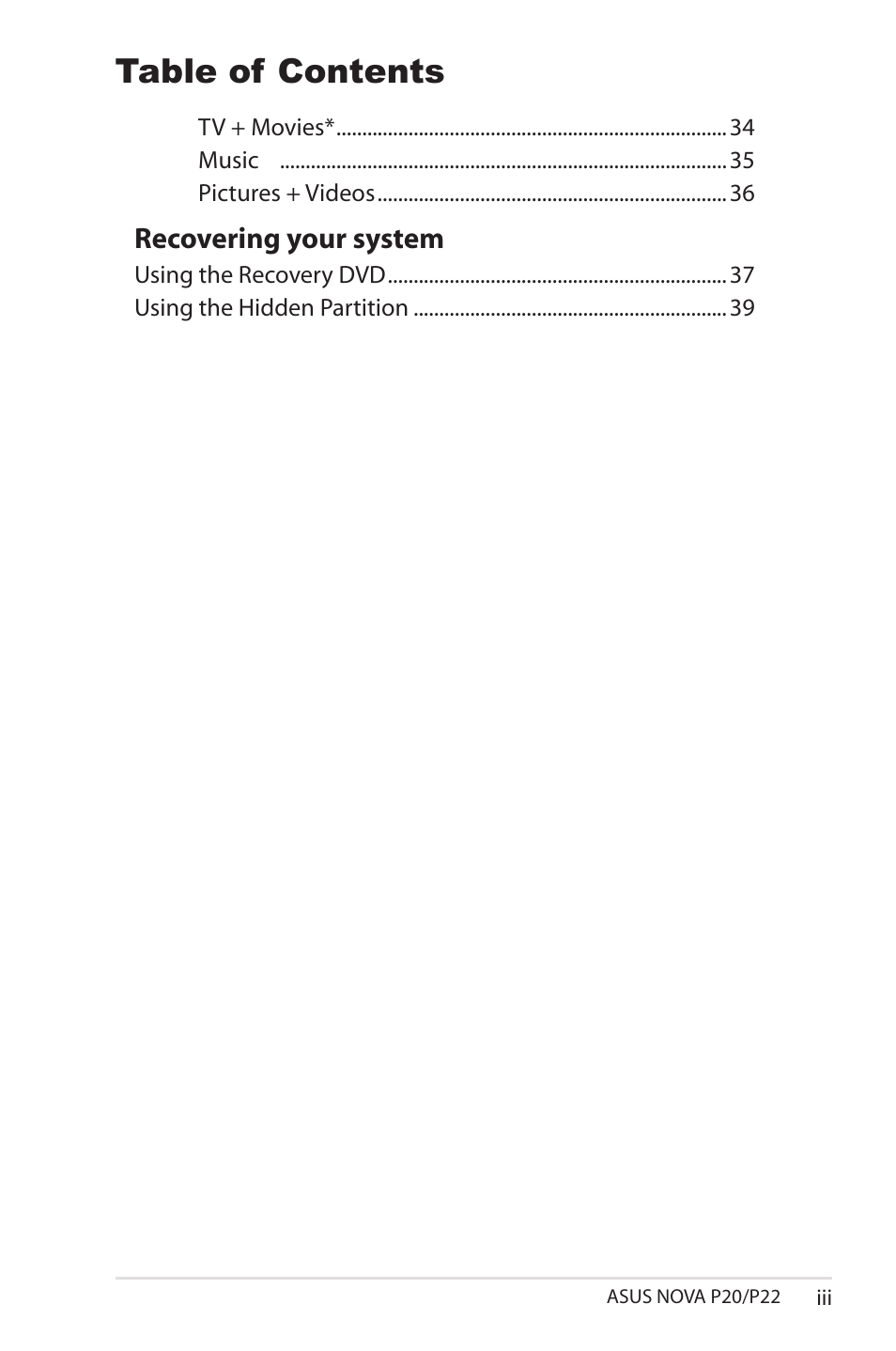 Asus NOVA (P20/P22) User Manual | Page 3 / 40