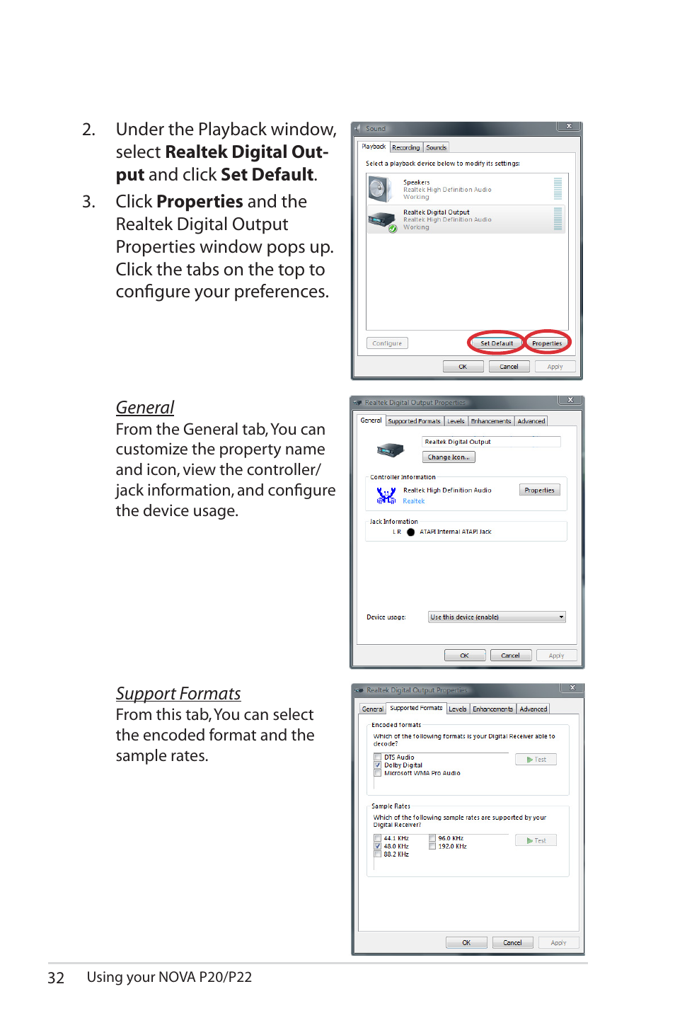 Asus NOVA (P20/P22) User Manual | Page 32 / 40