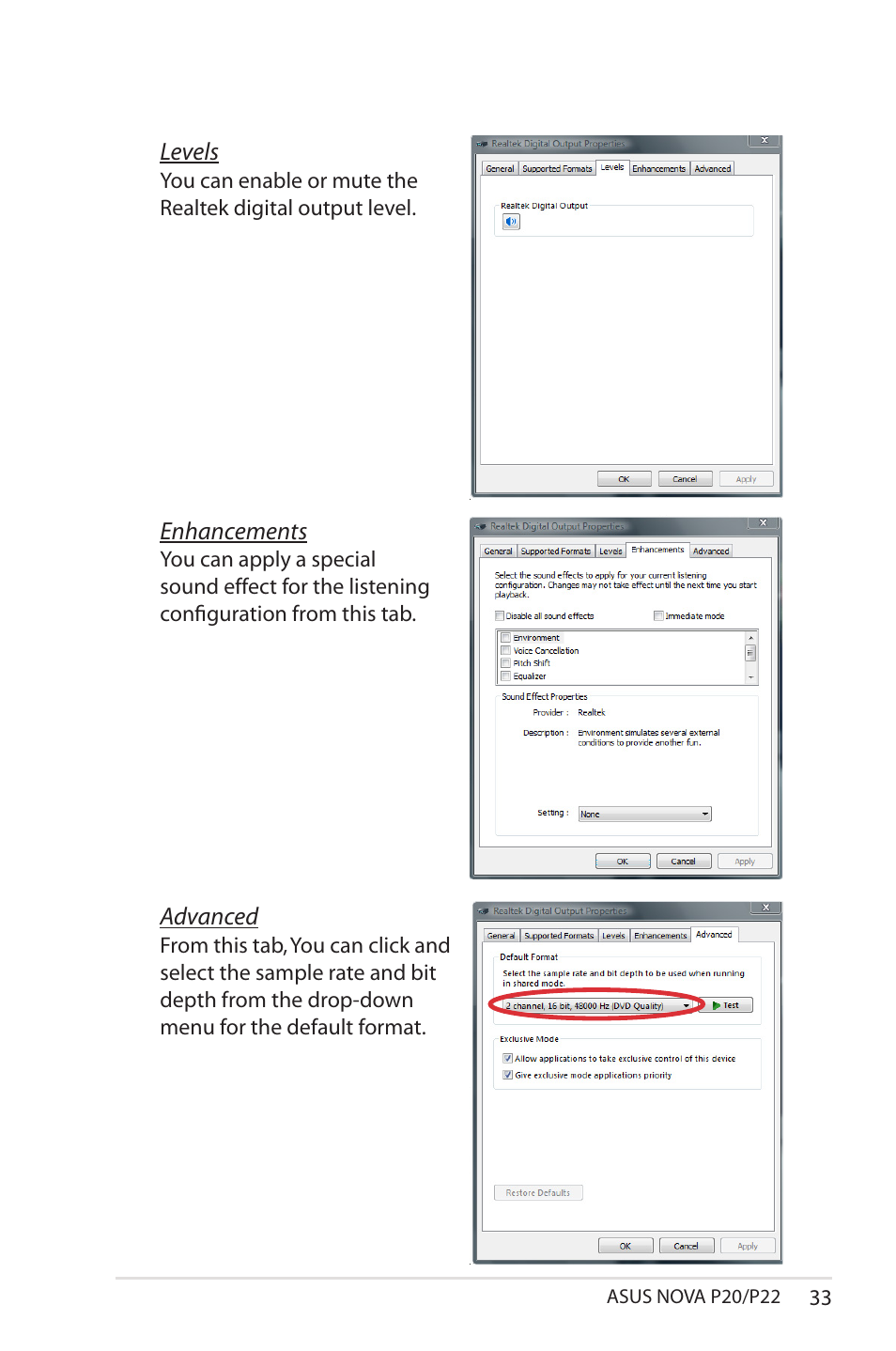 Asus NOVA (P20/P22) User Manual | Page 33 / 40