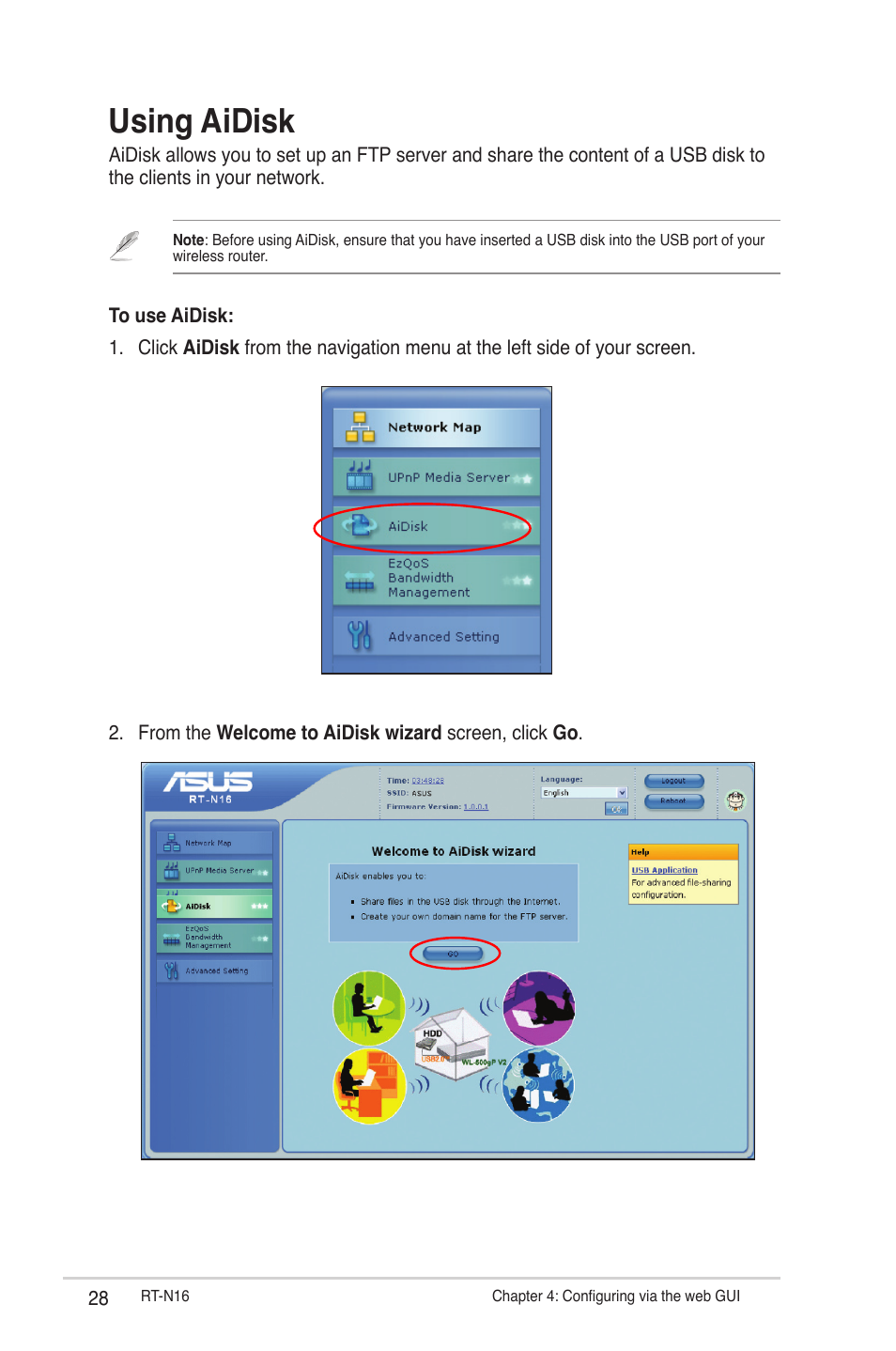 Using aidisk | Asus RT-N16 User Manual | Page 28 / 66