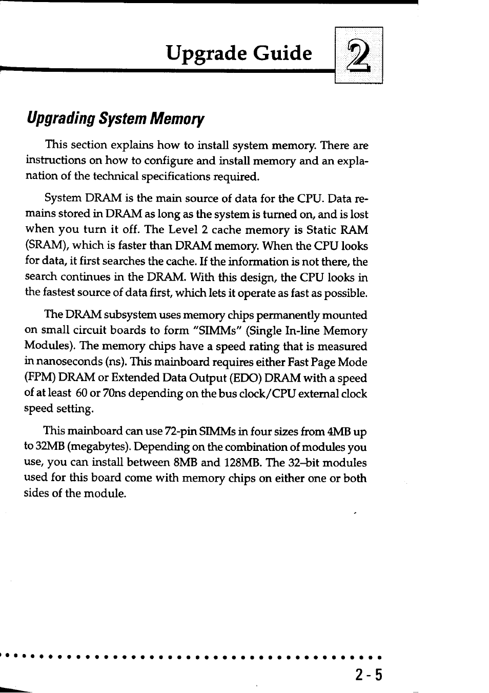 Upgrading system memory, Upgrade guide | Asus P/I-AP55T User Manual | Page 25 / 87