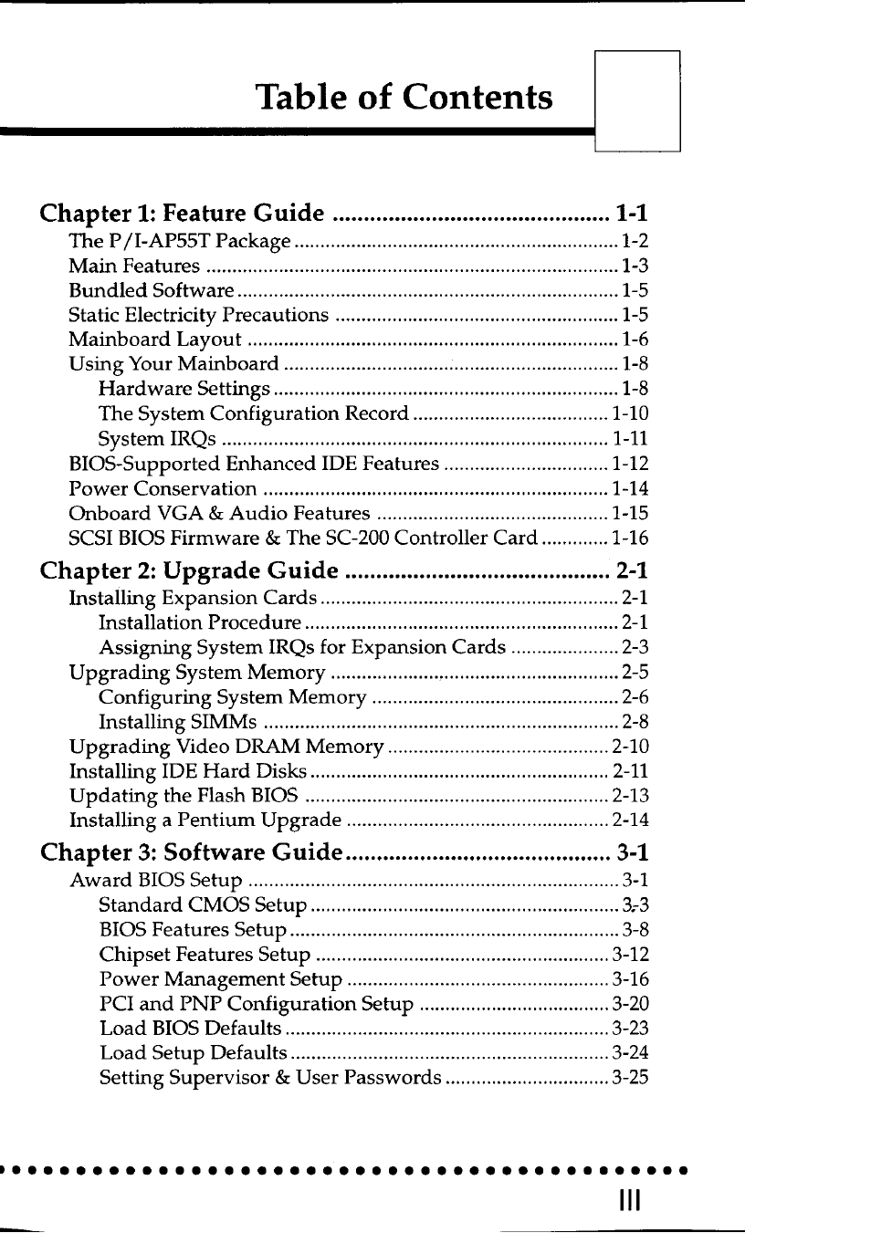 Asus P/I-AP55T User Manual | Page 3 / 87