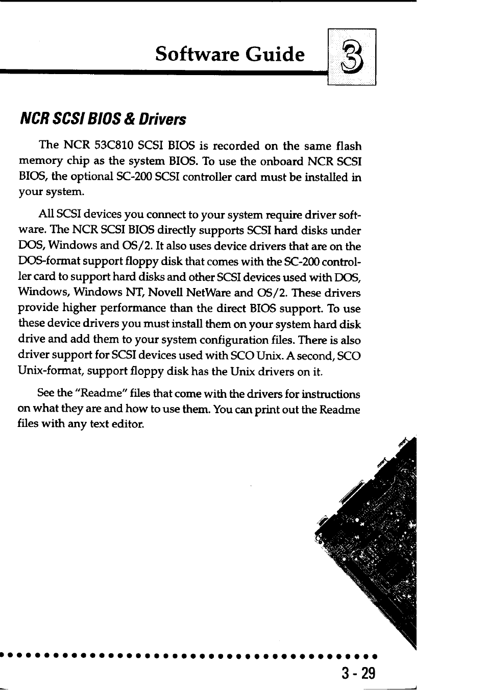 Ncr scsi bios & drivers, Ncr scsi bios & drivers -29, Software guide | Asus P/I-AP55T User Manual | Page 63 / 87