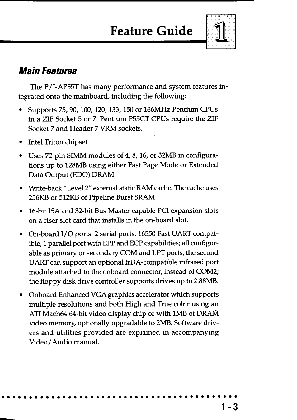 Main features, Main features -3, Feature guide | Asus P/I-AP55T User Manual | Page 7 / 87