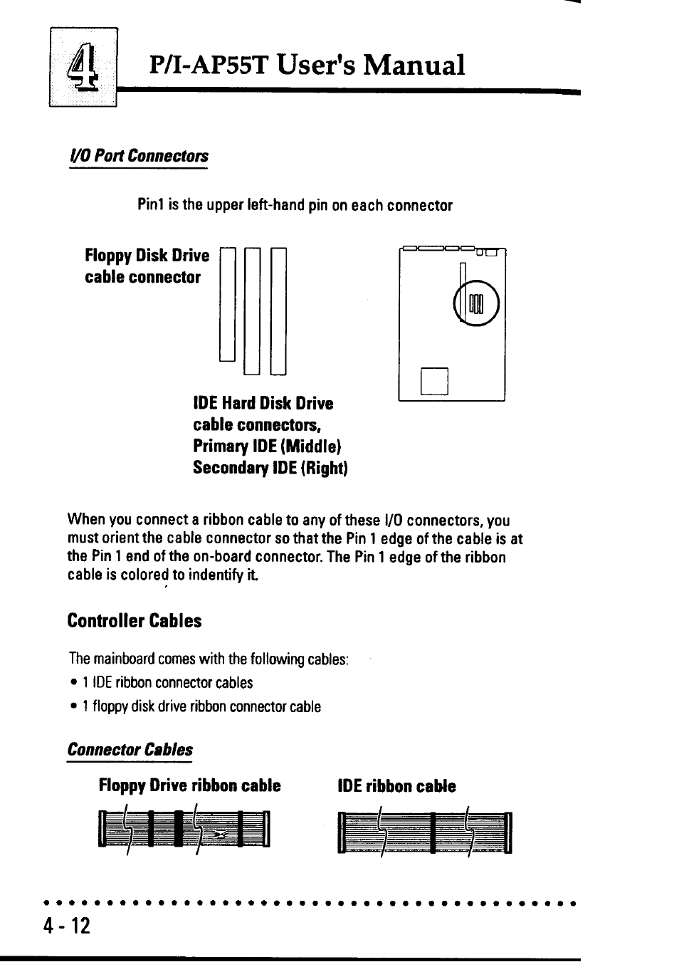 Controller cables, Controller cables -12, P/i-ap55t user’s manual | Asus P/I-AP55T User Manual | Page 80 / 87