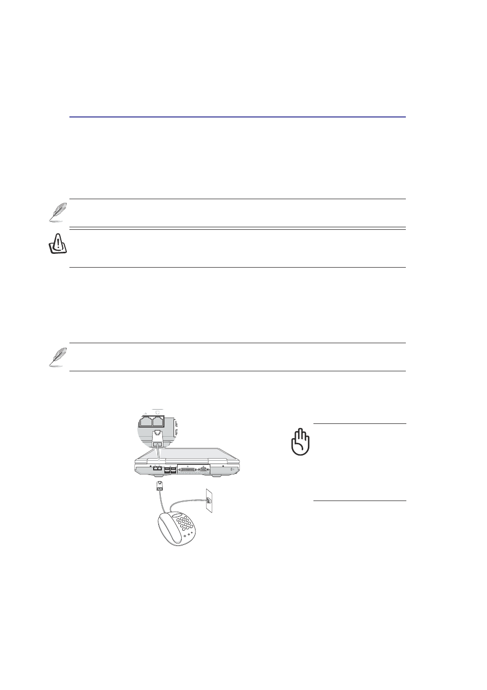 Modem and network connections | Asus D1T User Manual | Page 44 / 50