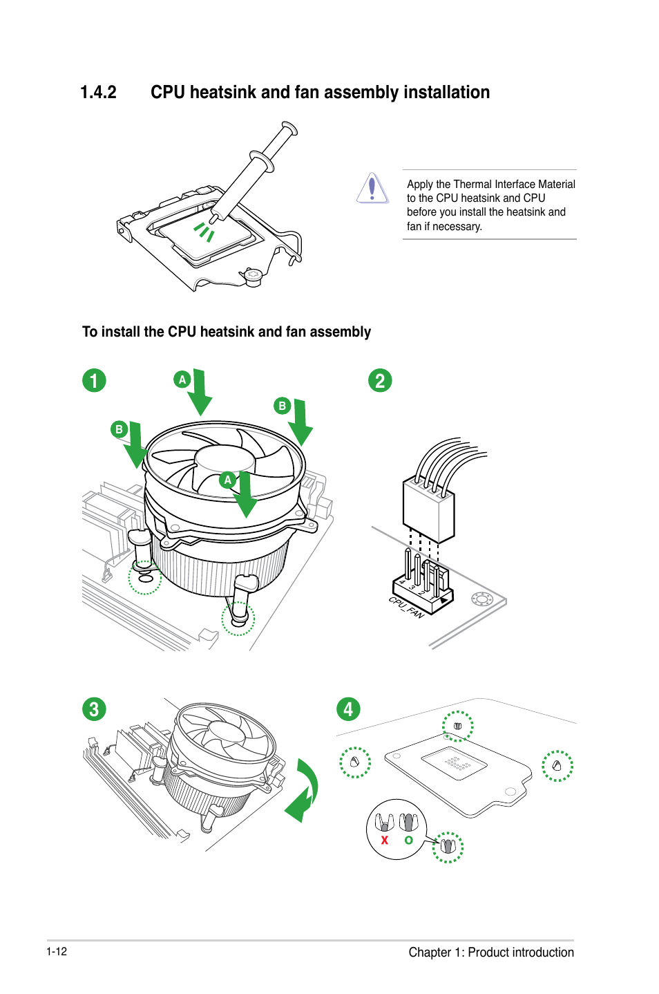 2 cpu heatsink and fan assembly installation, Cpu heatsink and fan assembly installation -12 | Asus P8B75-M LX PLUS User Manual | Page 22 / 80