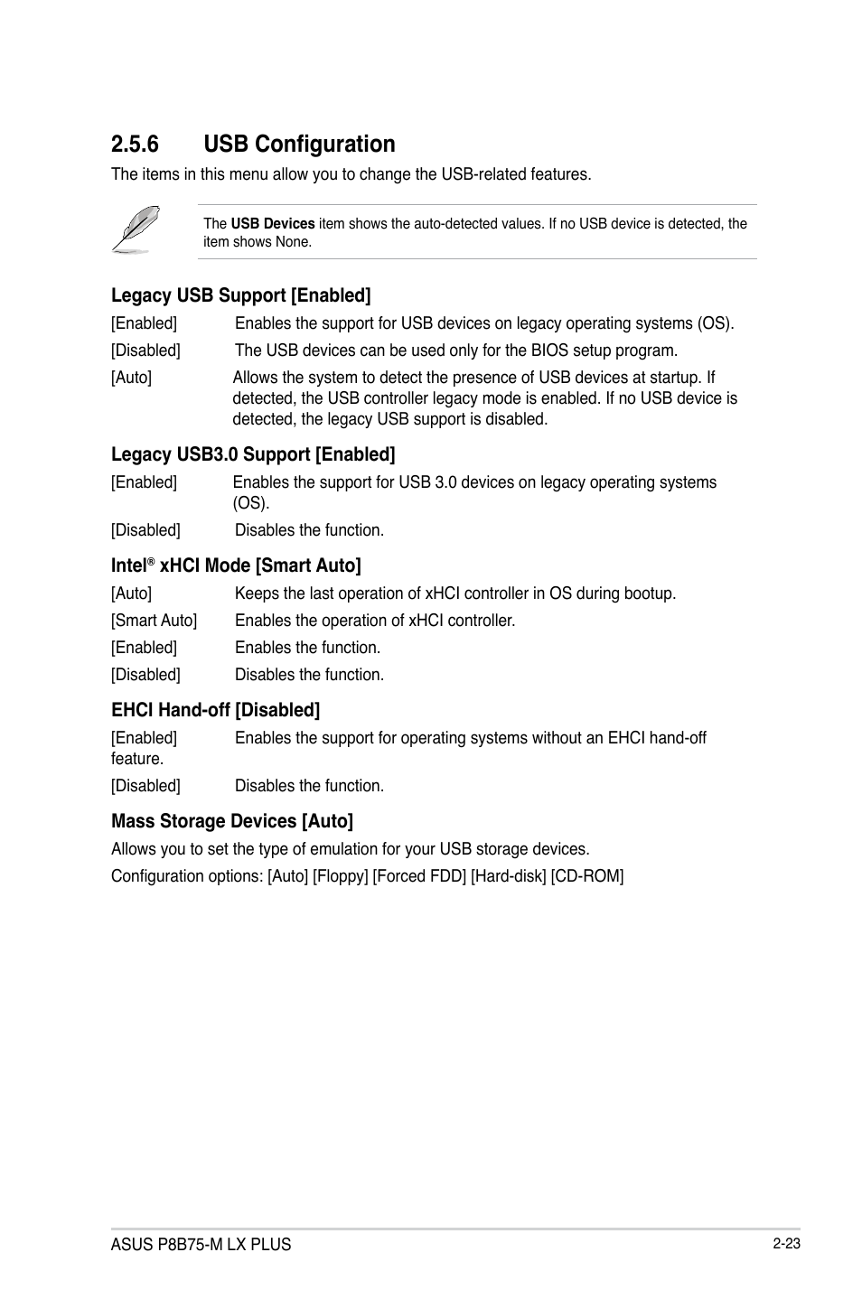 6 usb configuration, Usb configuration -23 | Asus P8B75-M LX PLUS User Manual | Page 67 / 80