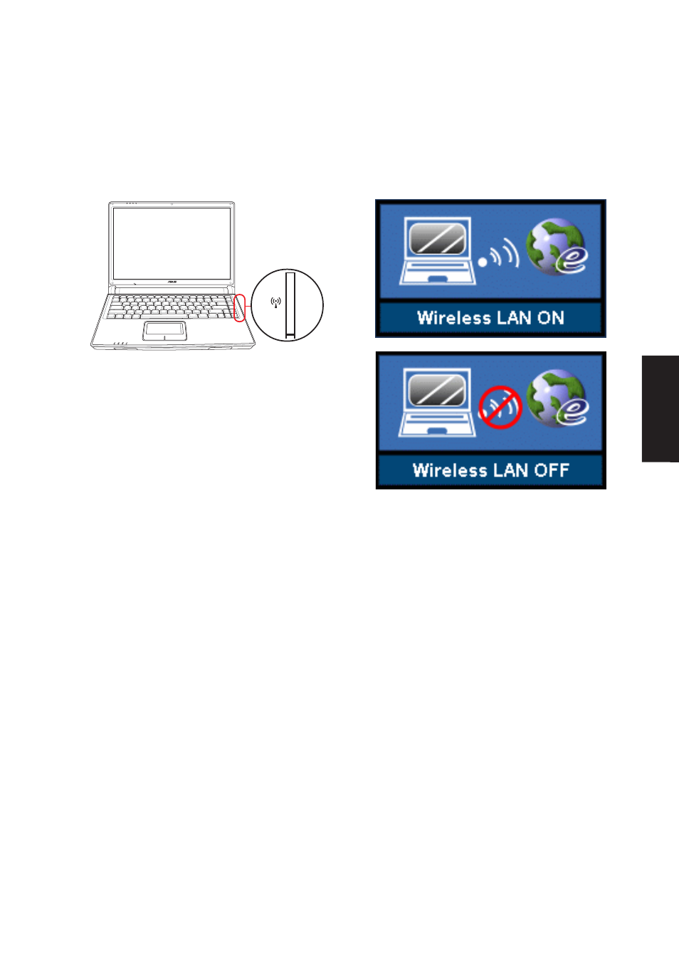 Turning wireless lan on or off | Asus W3V User Manual | Page 103 / 106