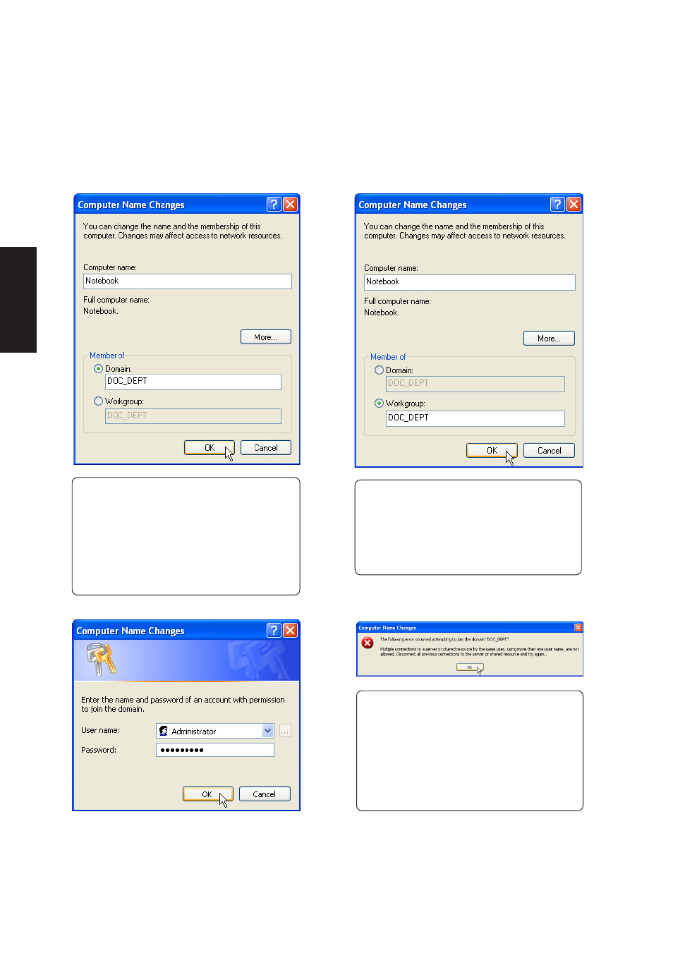 Joining a domain or workgroup (cont.) | Asus W3V User Manual | Page 48 / 106