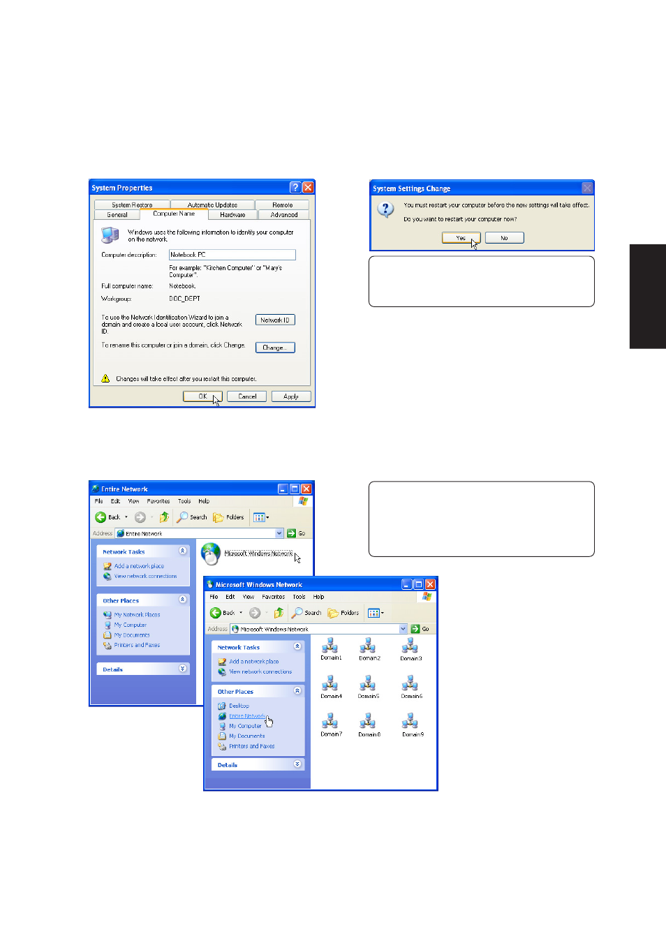 Joining a domain or workgroup (cont.), Viewing your network | Asus W3V User Manual | Page 49 / 106