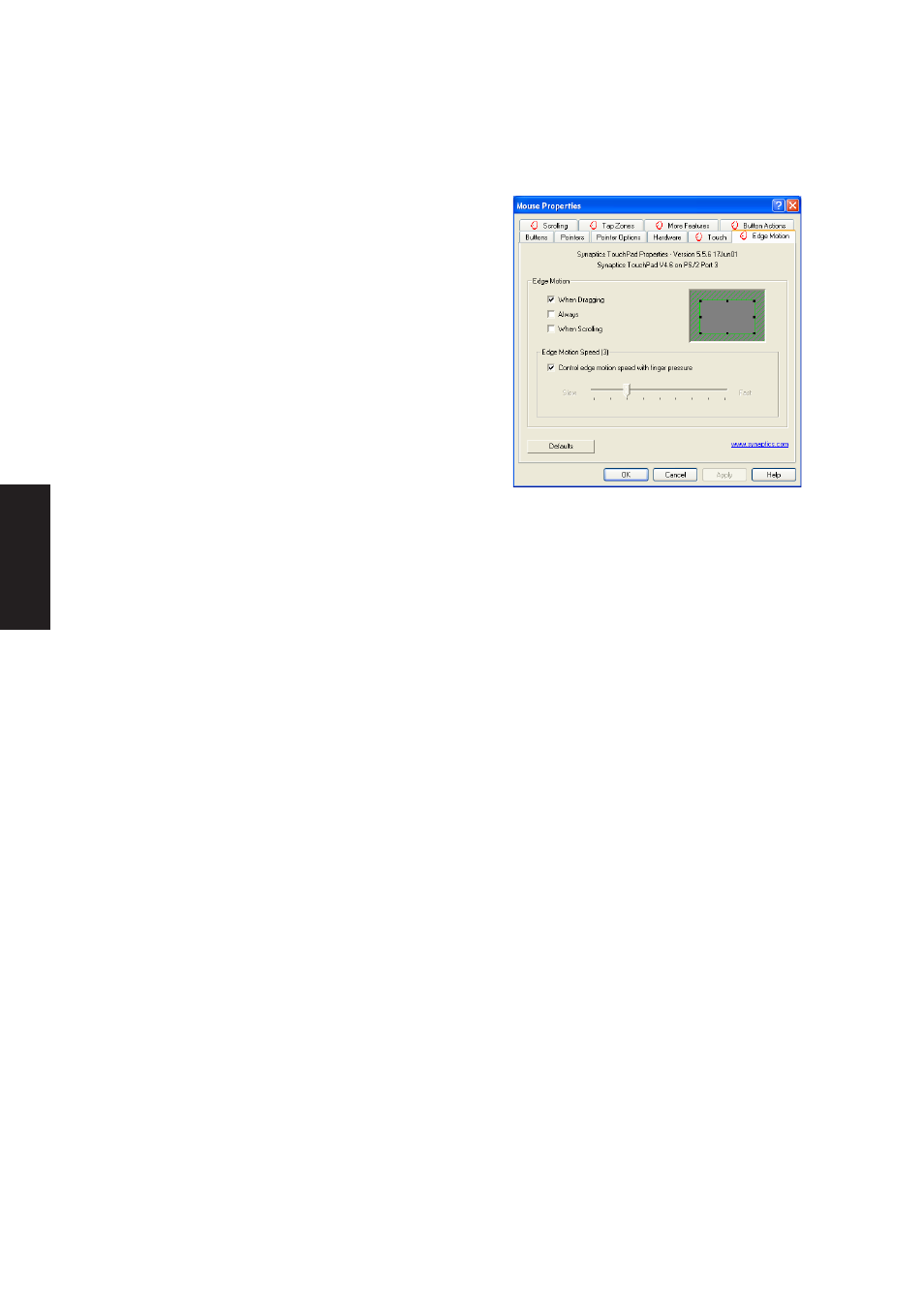 Edge motion properties page | Asus W3V User Manual | Page 94 / 106