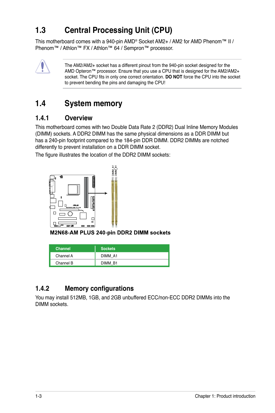 3 central processing unit (cpu), 1 overview | Asus M2N68-AM PLUS User Manual | Page 12 / 40