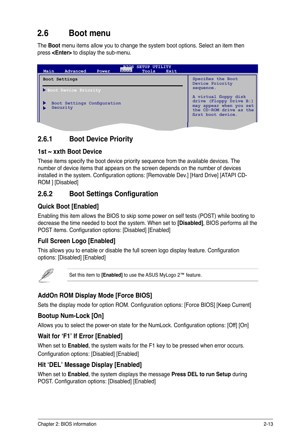 6 boot menu, 1 boot device priority, 2 boot settings configuration | Asus M2N68-AM PLUS User Manual | Page 37 / 40