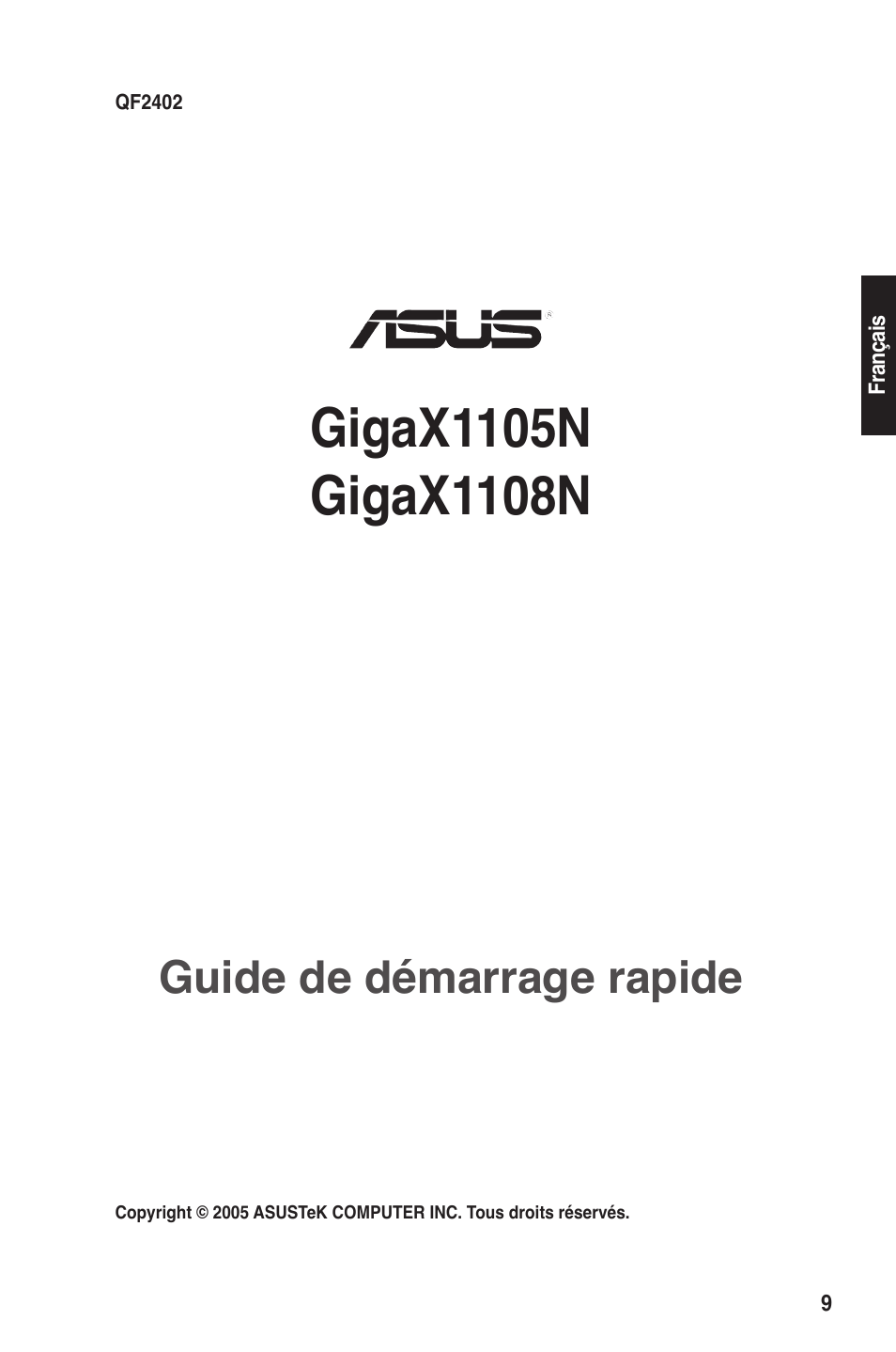 Guide de démarrage rapide | Asus GigaX1105N User Manual | Page 10 / 57